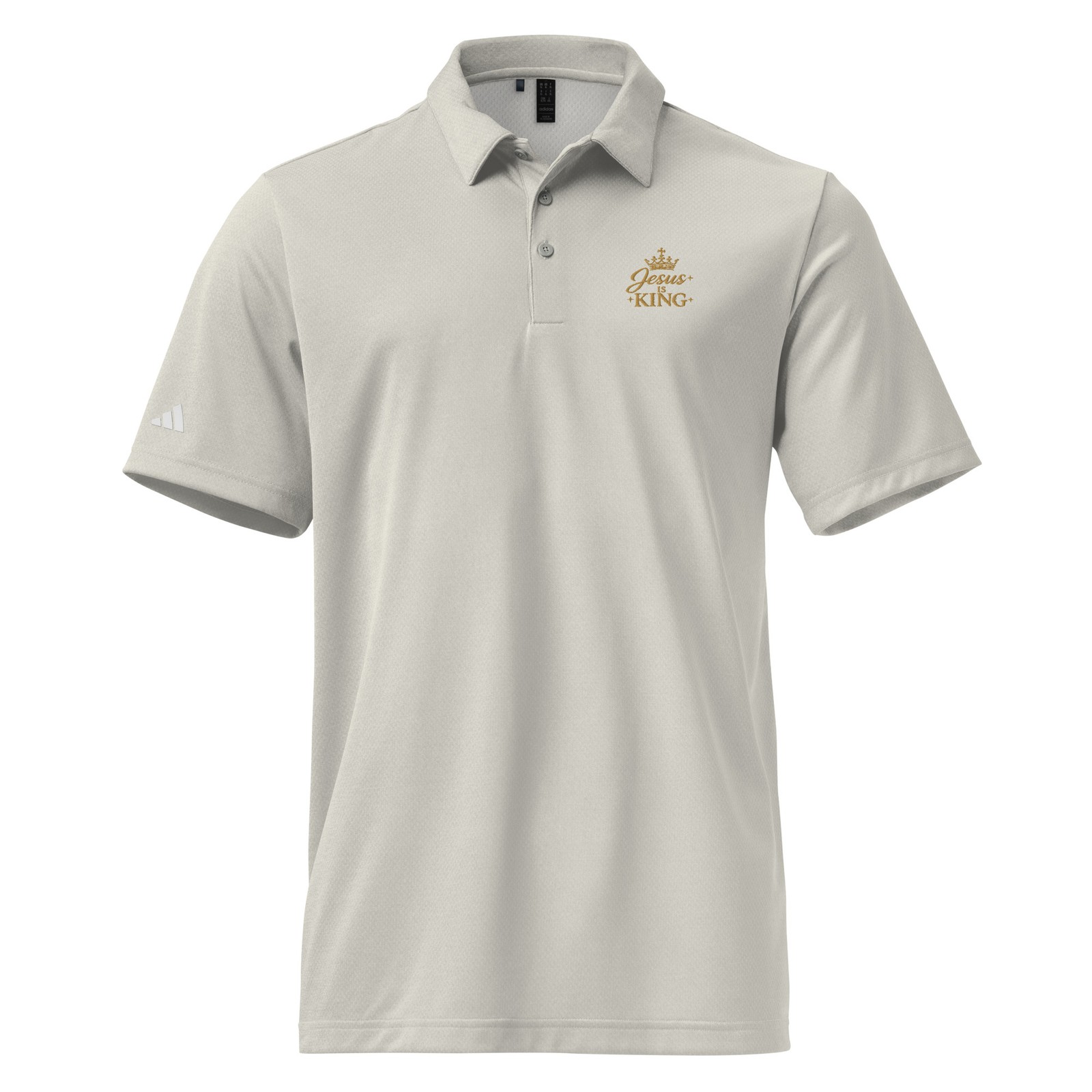 Adidas Golf Polo Jesus Is King Christian Shirt Grey Heather Performance