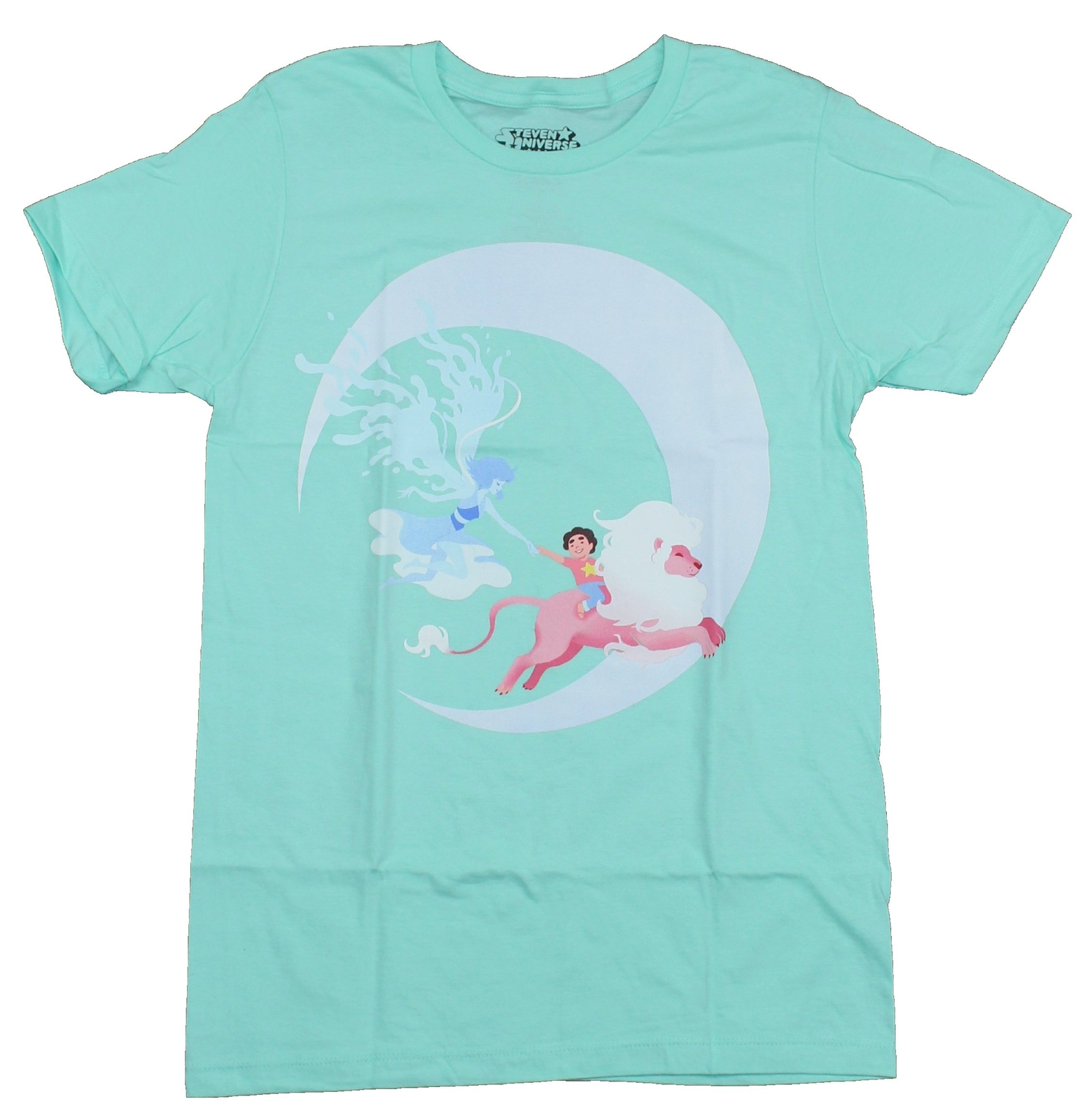 Steven Universe Adult New T-Shirt – Over The Moon Stylized Moon Lion Lapis Ride