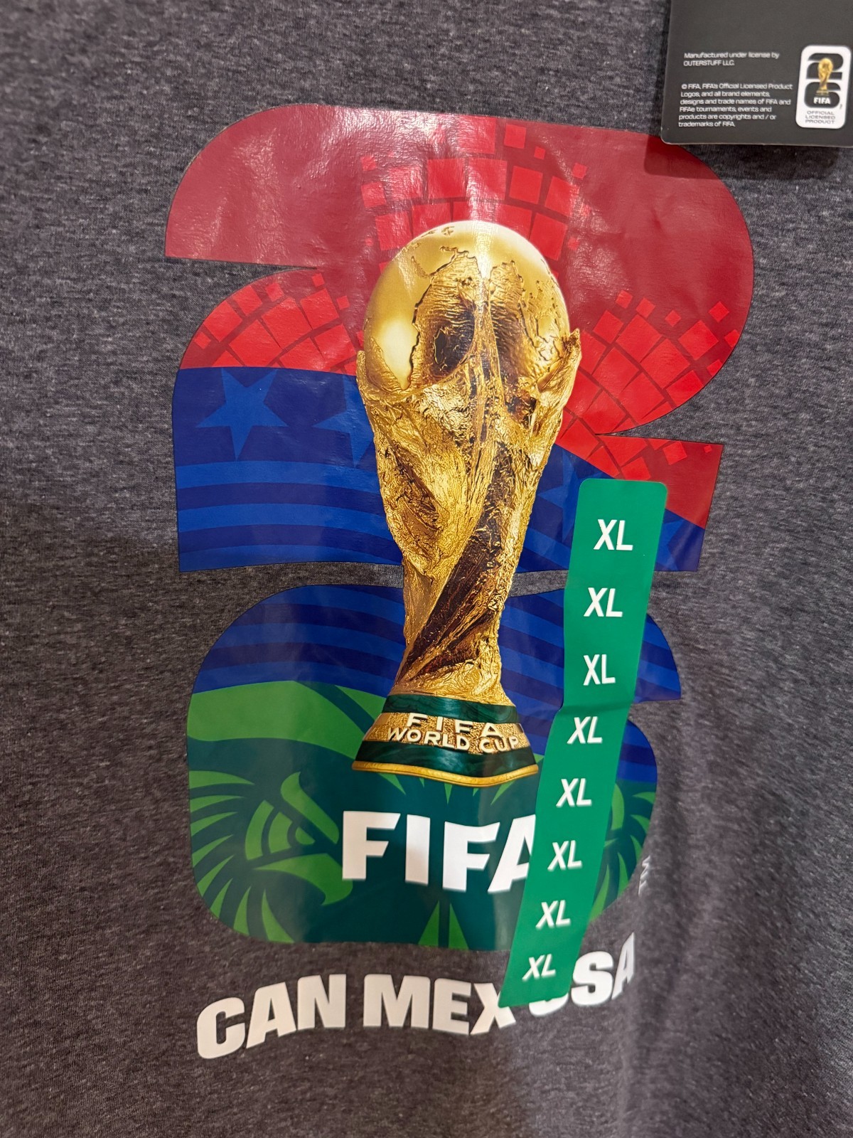 FIFA Official Licensed World Cup T Shirt XL Dark Gray BRAND NEW WITH TAGS!!!!!!
