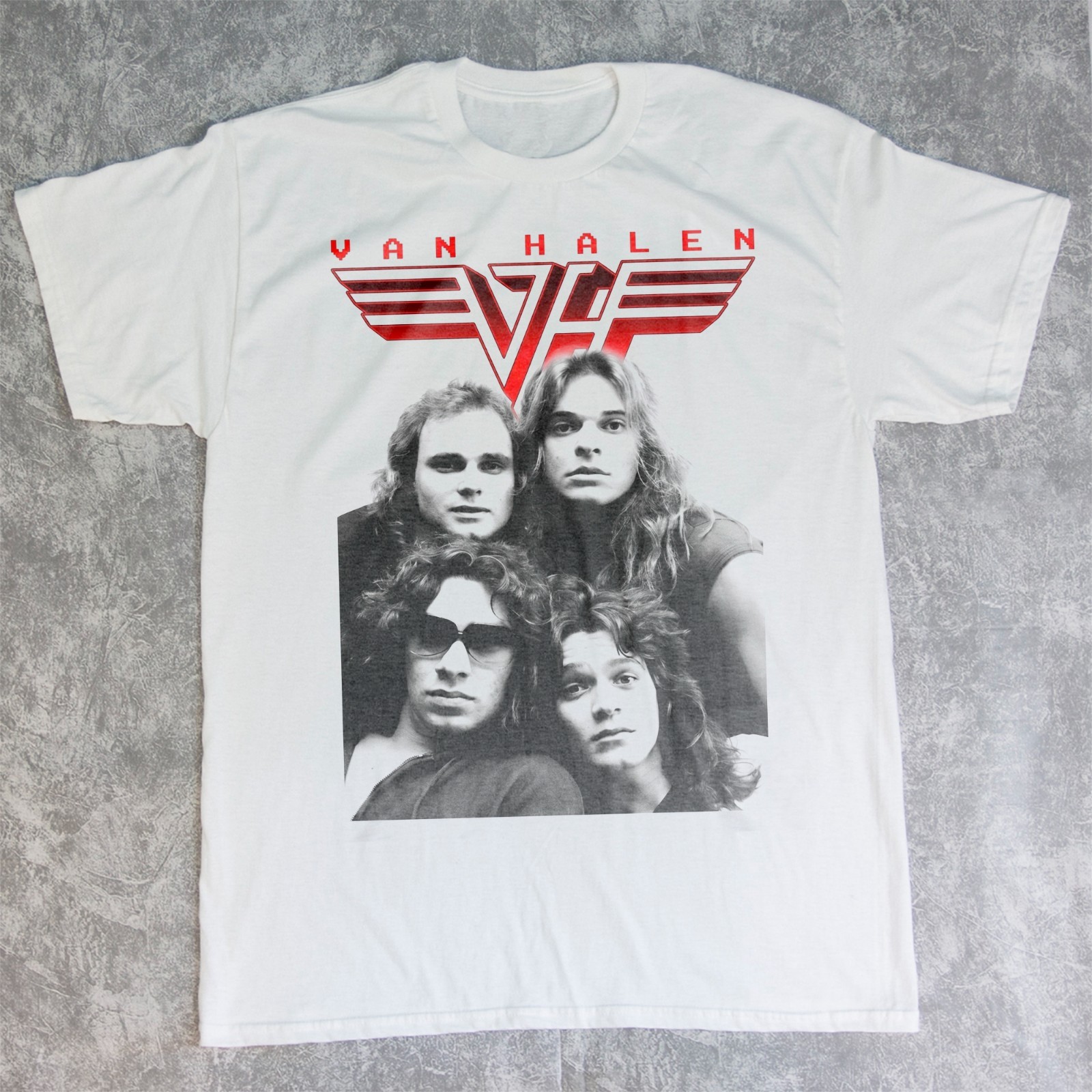 Van Halen Band World Tour Concert Graphic White Unisex T-shirt Size S-5XL
