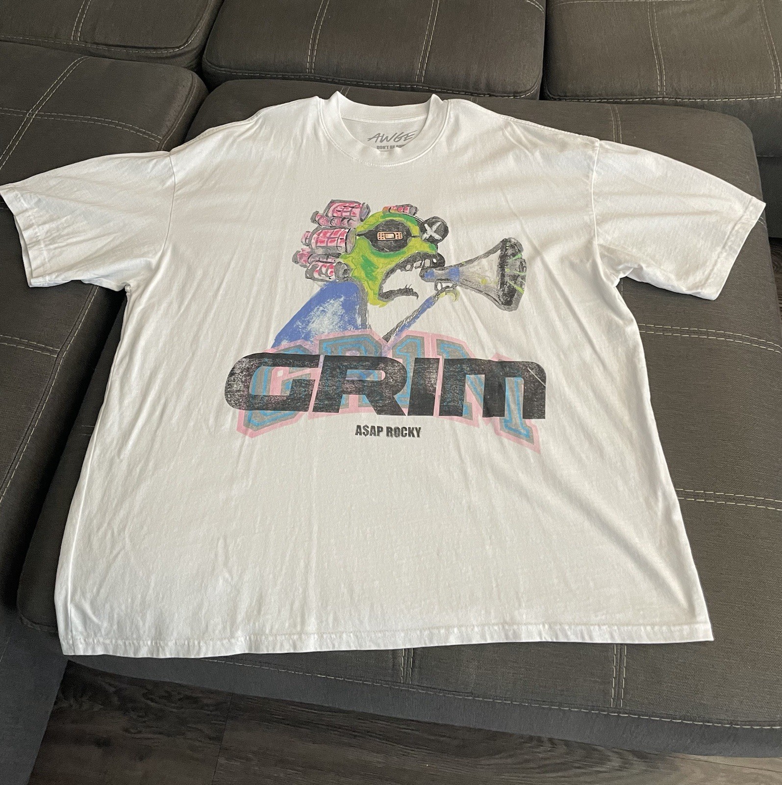AUTHENTIC A$AP Rocky AWGE GR1M Tee Size XXL White BRAND NEW NEVER WORN