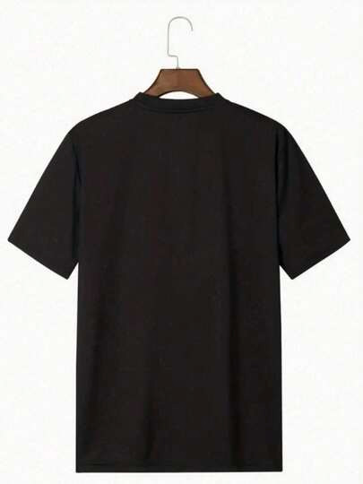 Man’ Quote Text Print Black TShirt Crew Neck Casual Cotton Tee size S to 5XL
