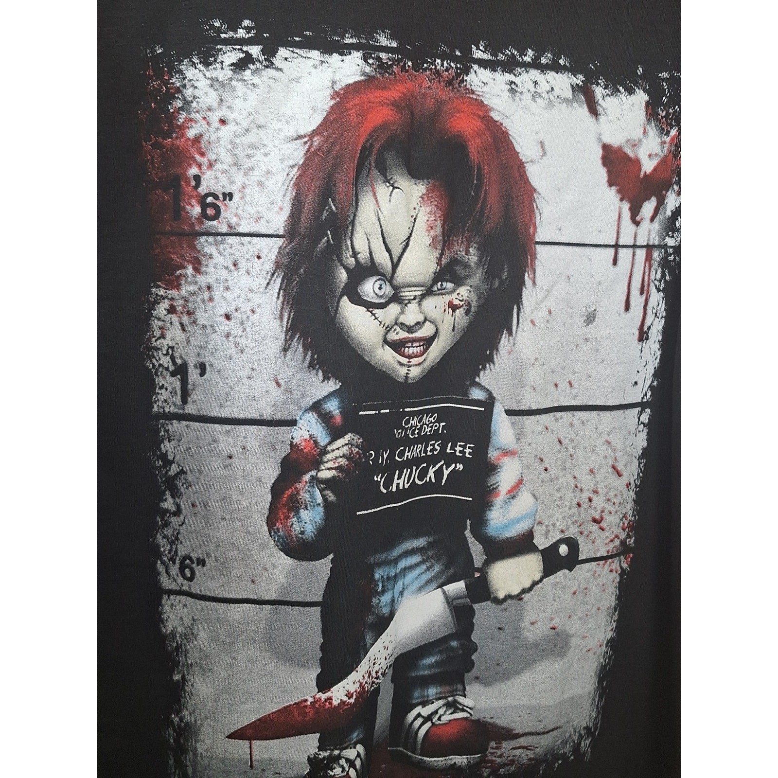 Chucky Horror Mugshot Graphic T-Shirt 2XL Black- Child’s Play Tee- Unworn!