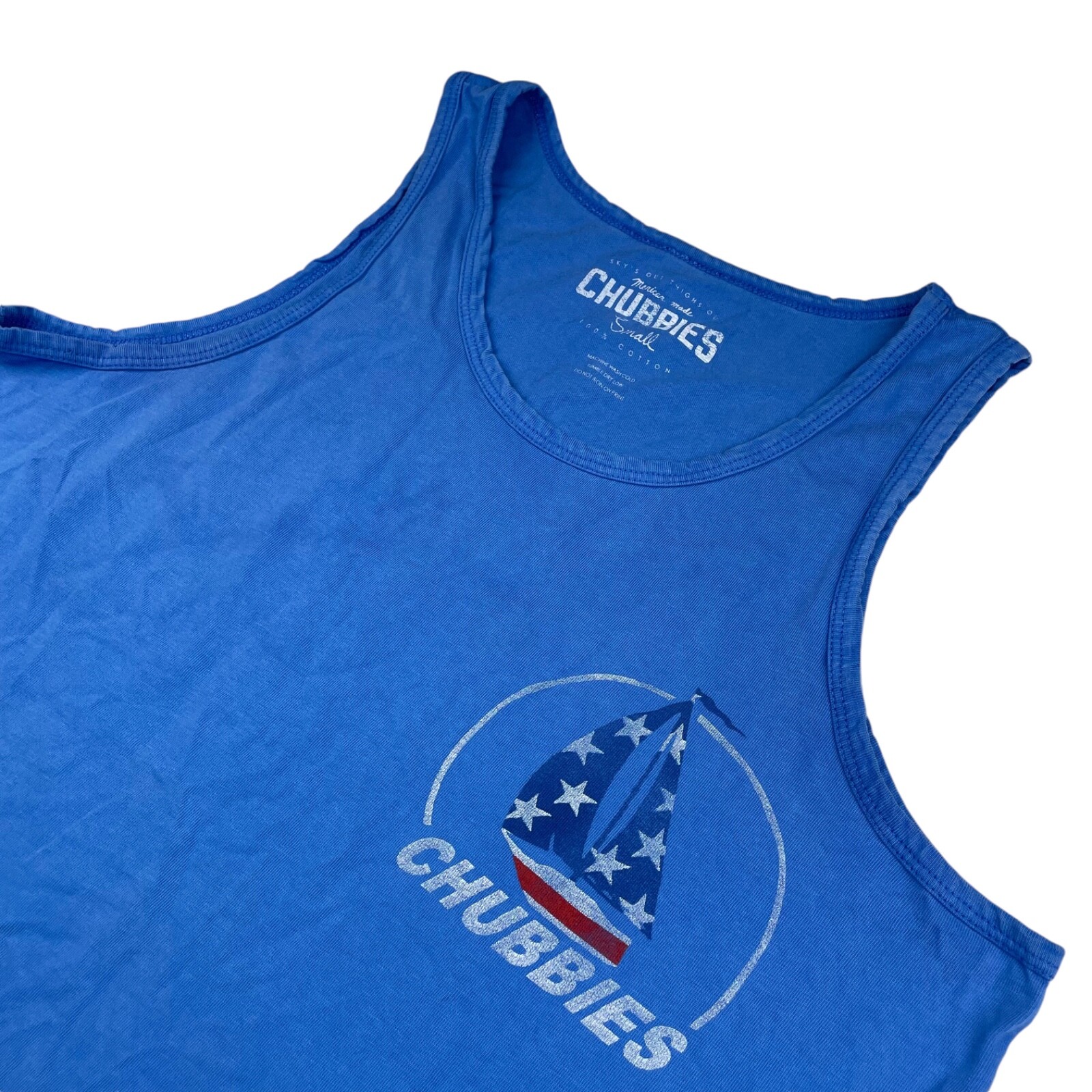 Chubbies Men’s “The Weekend Has Arrived” USA Tank Top T-Shirt Blue • Small
