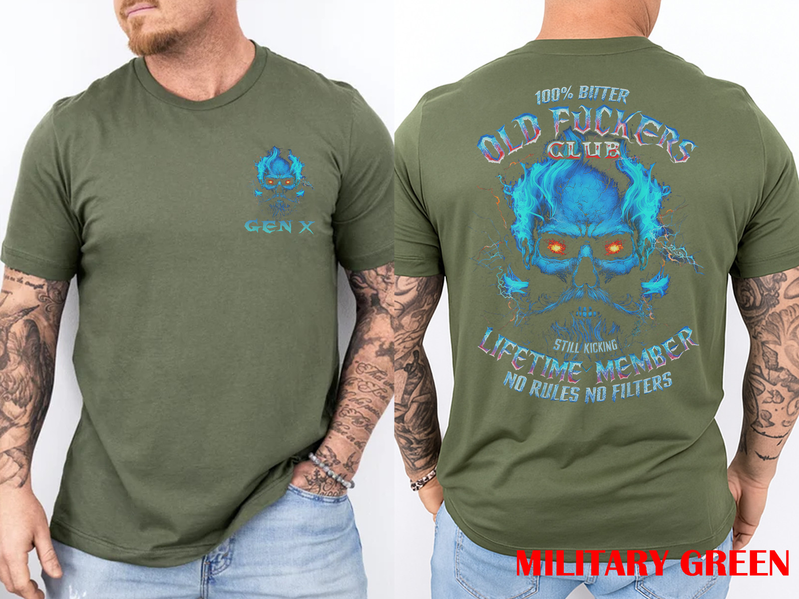 GEN X 100% Bitter Old F*cker Club 2 Sided T-Shirt