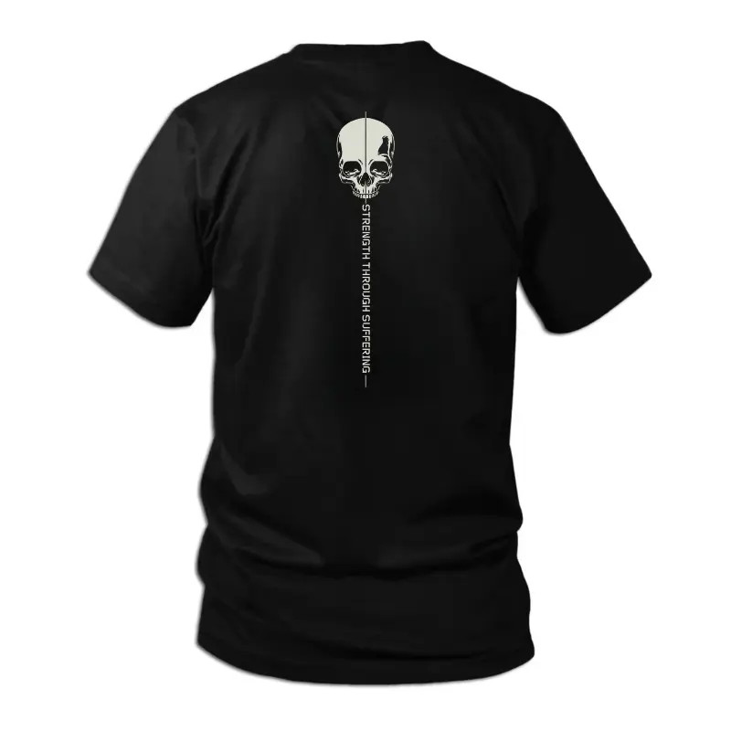 Strength Through Suffering Skull Tactical T-Shirt for Men, Minimalist Military M