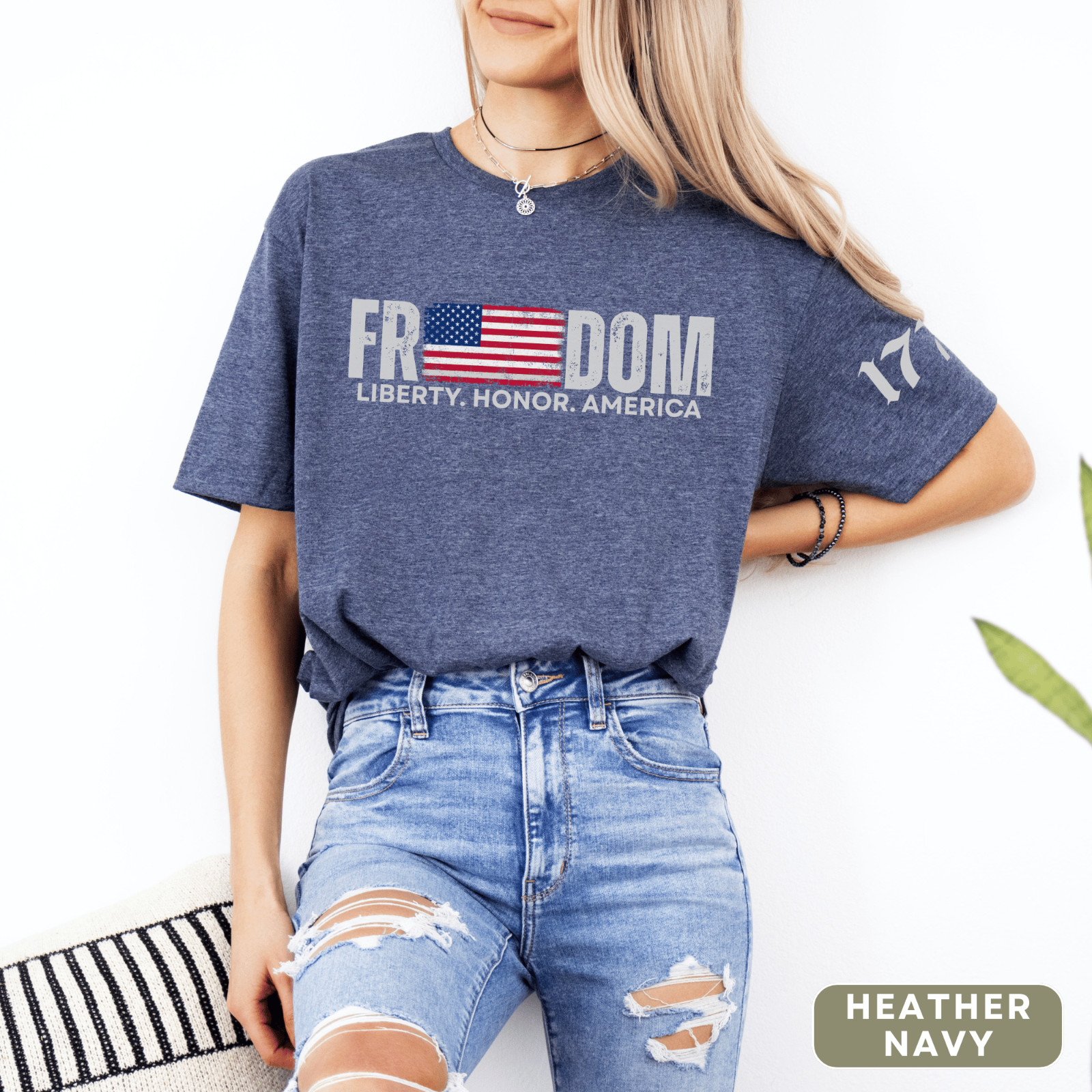 Freedom 1776 T-Shirt Patriotic American Flag Shirt Liberty Honor and Amcerica