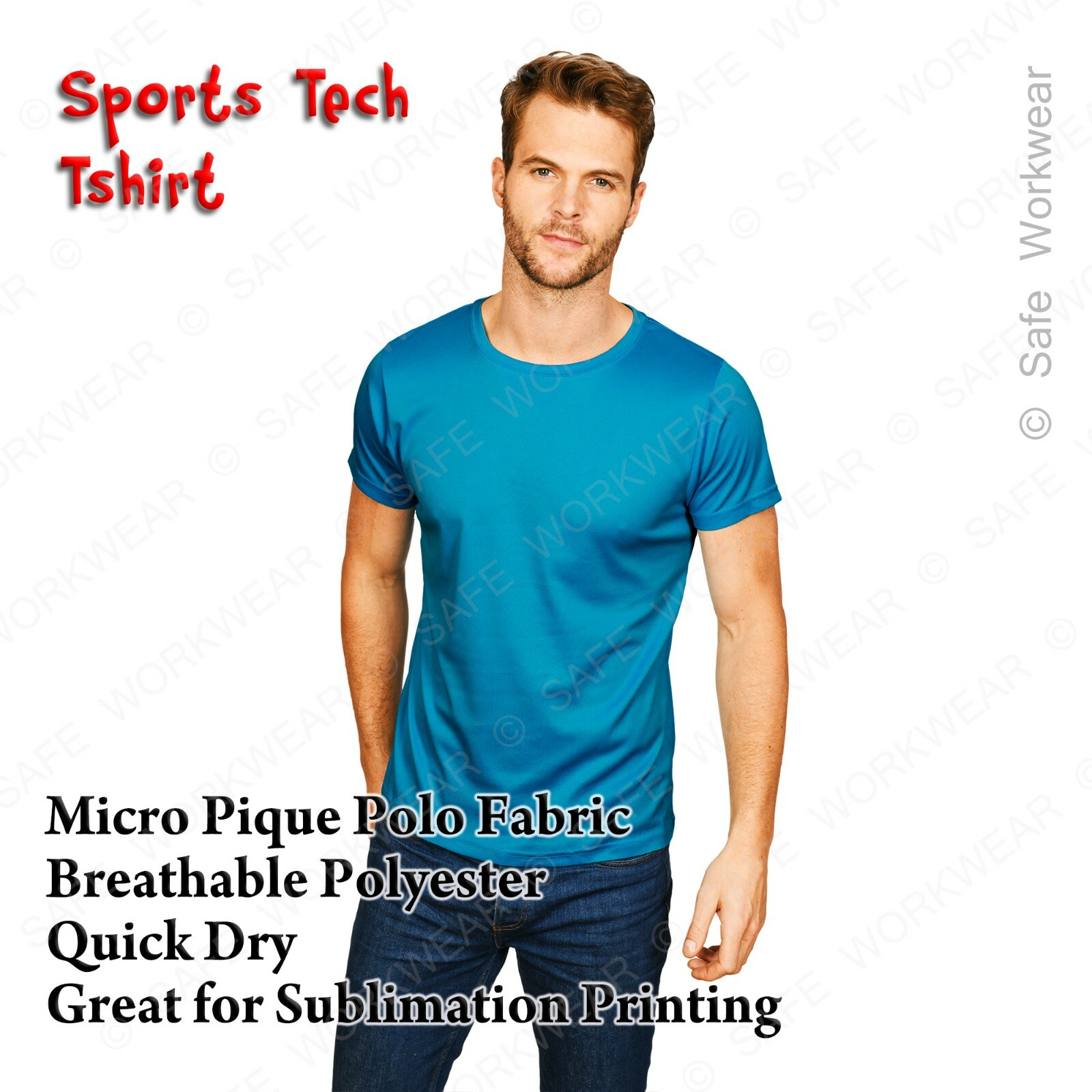 Sports Tech Tshirt – Breathable Quick Dry – Micro Pique Polo Sublimation Fabric