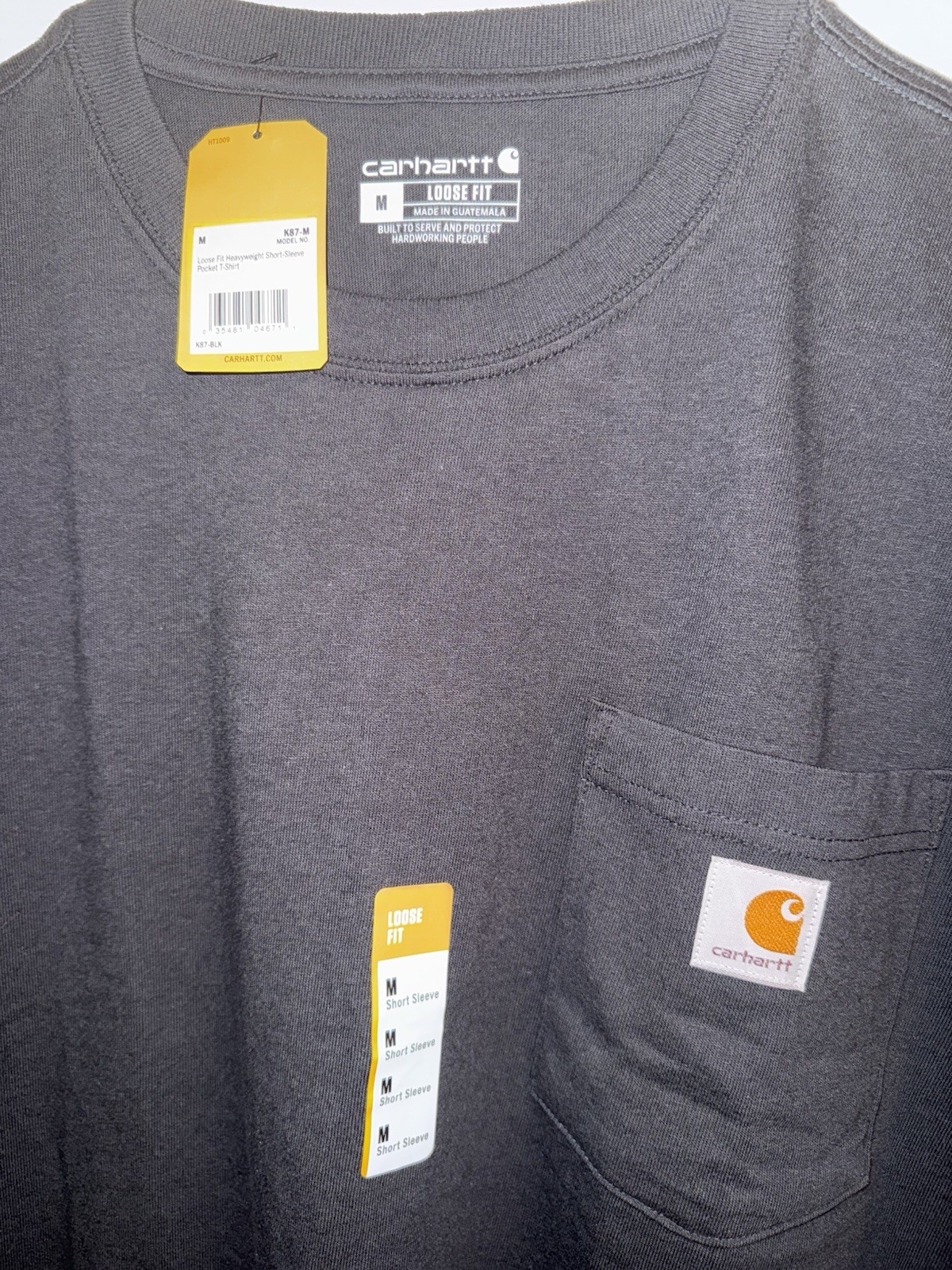 Carhartt Men’s Pocket T-Shirt Black Loose Fit Size Medium M Brand New Uline