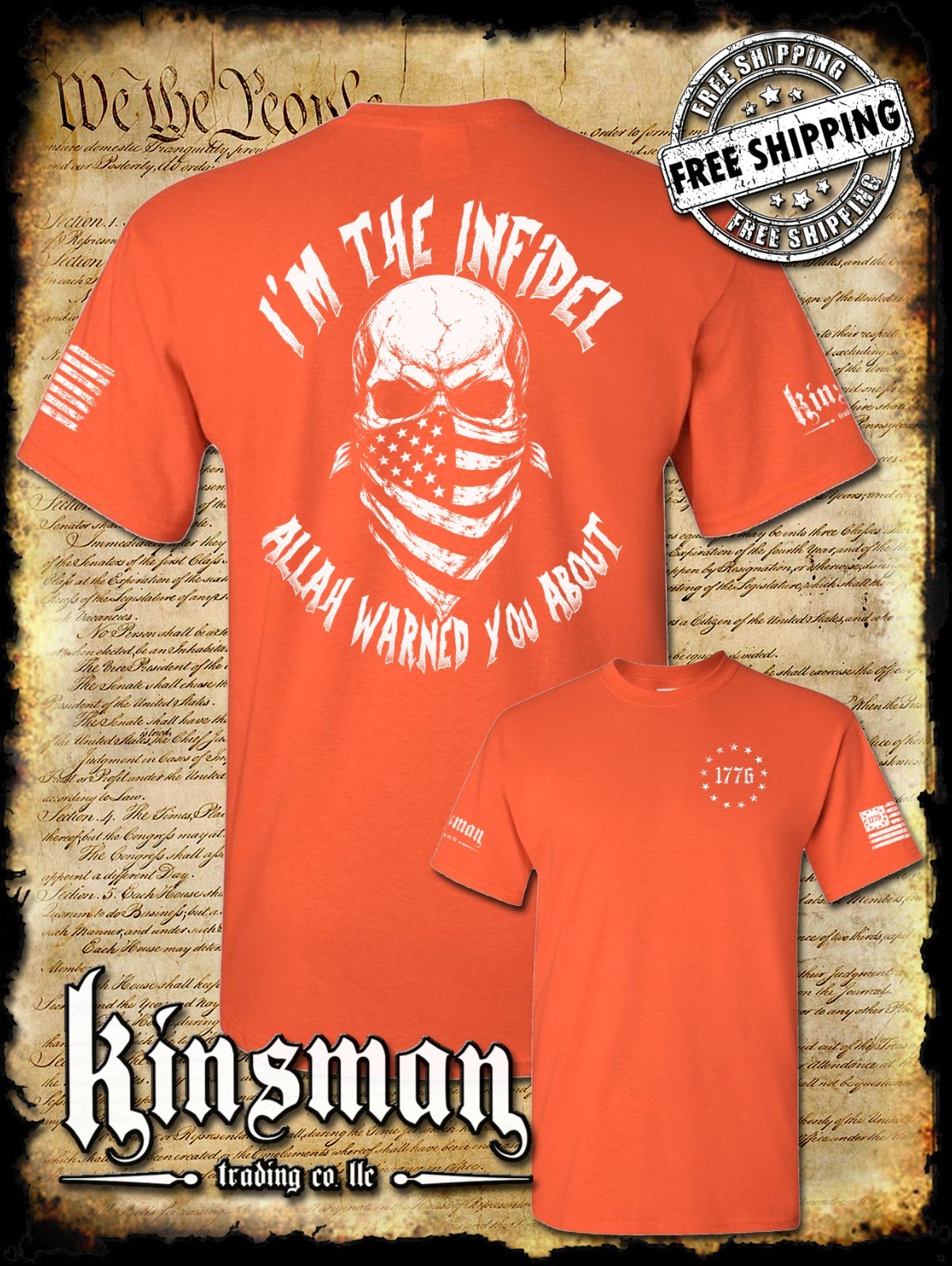 I’m The Infidel Allah Warned You About 2-Sided T-Shirt / American Flag USA Army