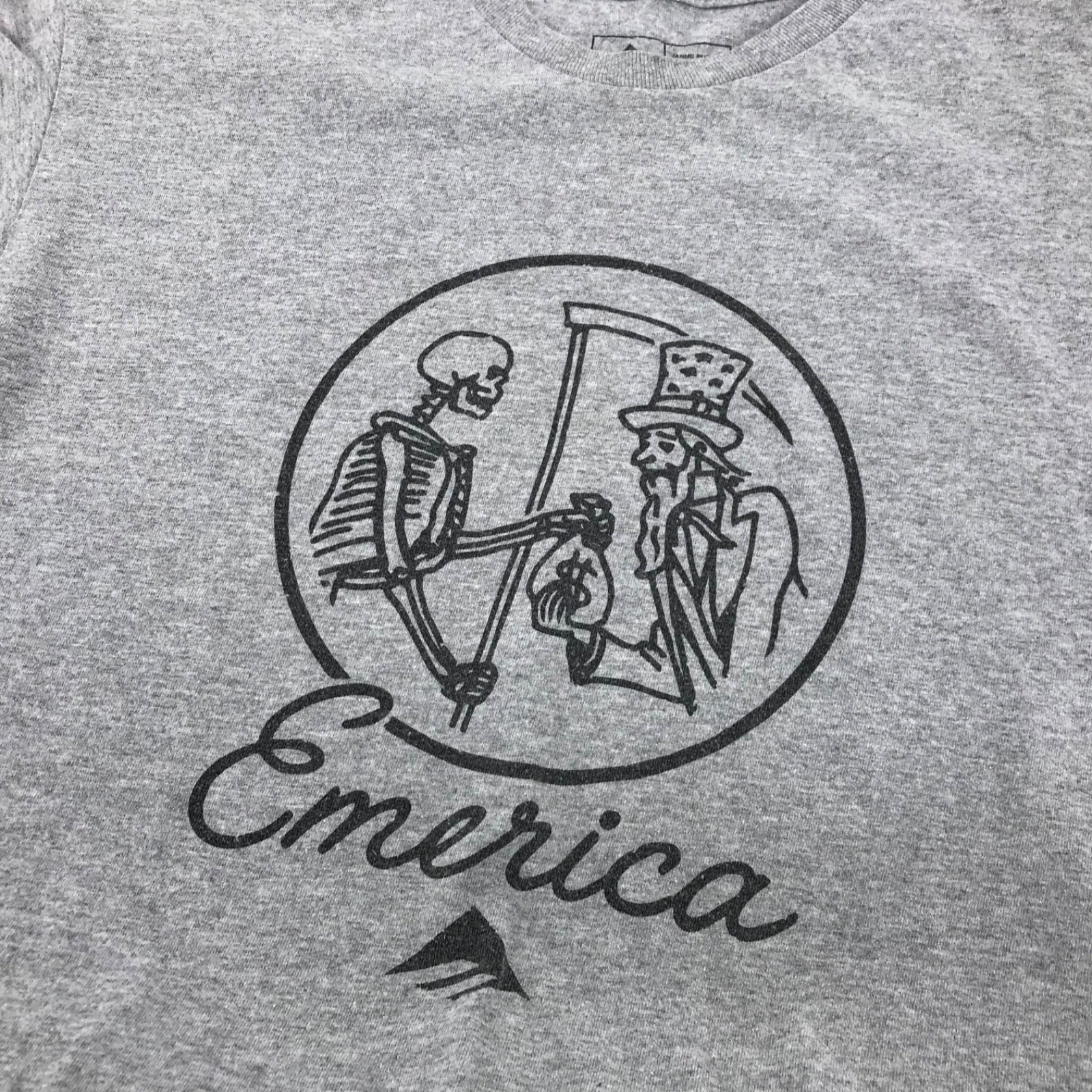 Emerica Skate T Shirt Gray Reaper Money Bag Graphic Logo Grey Mens Size L Large
