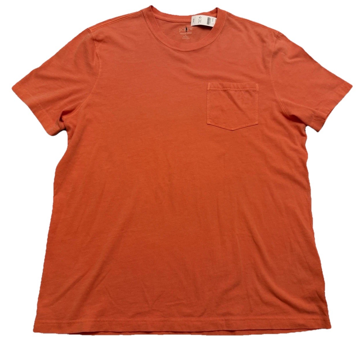 J.CREW Men’s Vintage-Wash Coral Orange Cotton Pocket T-Shirt Large BW379 NWT NEW