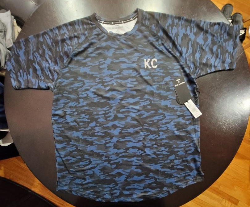 Kenneth Cole Men’s Active Tech Navy Camouflage S/S Stretch Breathable Tee XXL