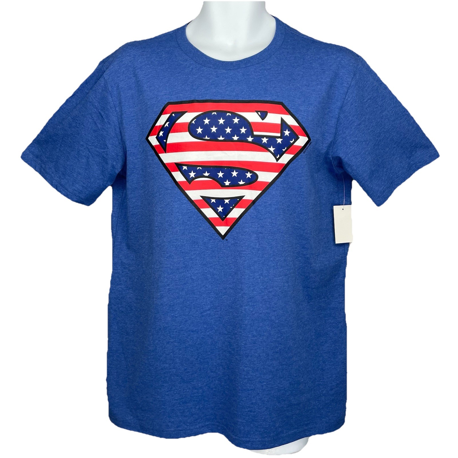 NEW! Superman USA Patriotic T-Shirt/Men’s (L) Blue DC Licensed Cotton Blend NWT