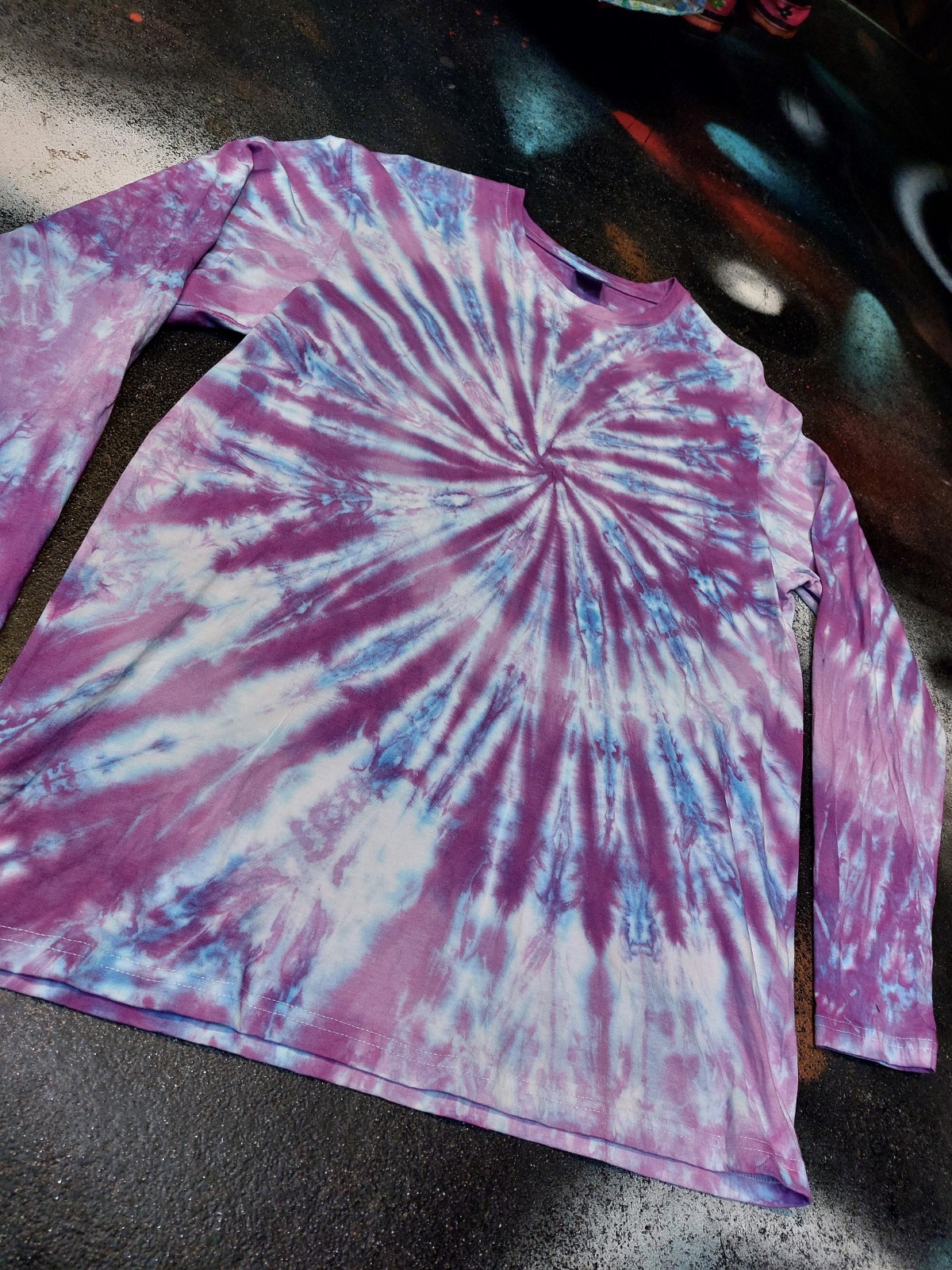Purple & Lilac Pastel spiral festival tie dye t shirt top Long Sleeve size S-4XL