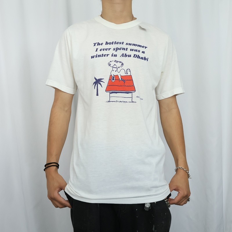 80’s SNOOPY “The hottest summer…” Polyester x Cotton Character Print TEE S-5XL