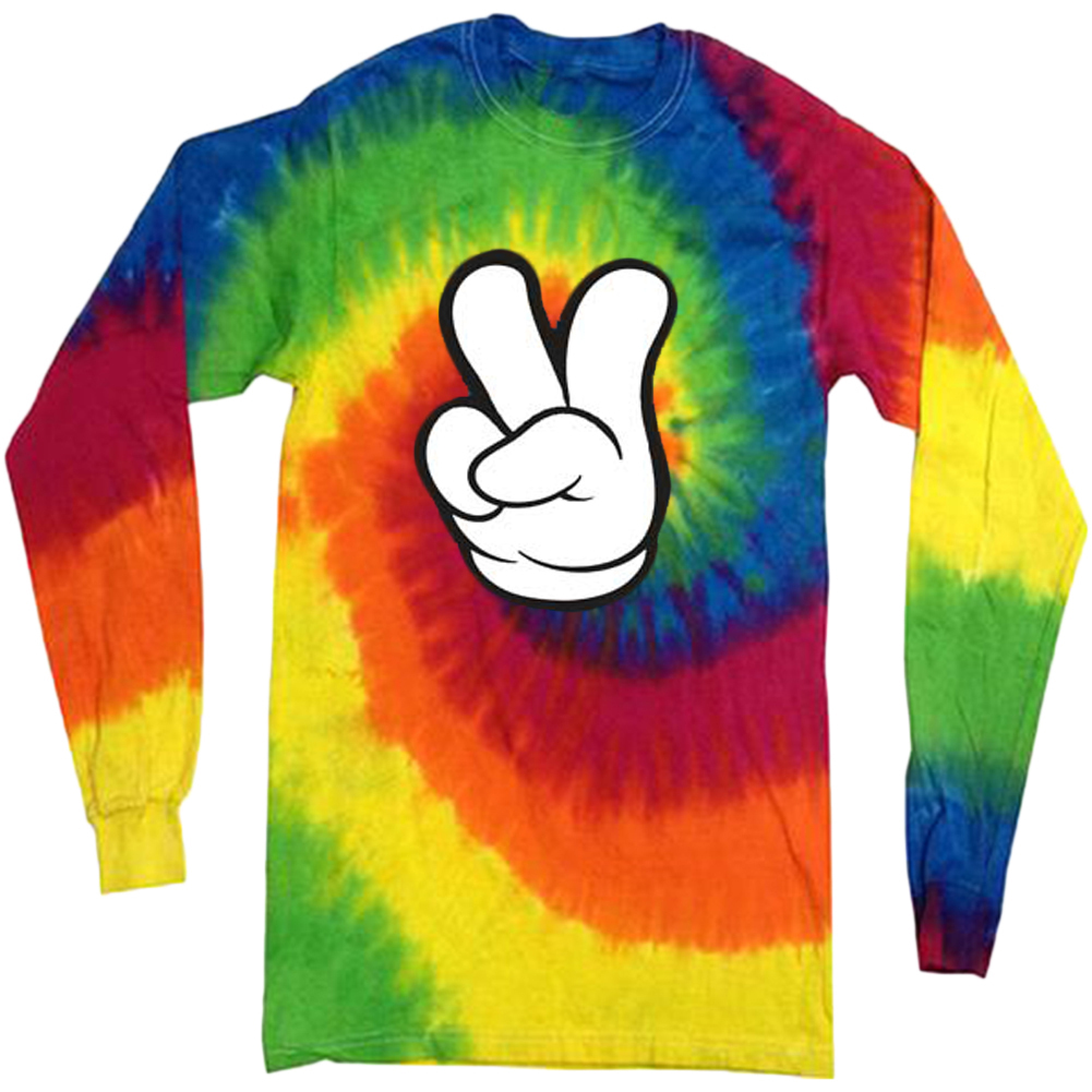 Peace sign tie dye shirt long sleeve tie dyed tee shirt for men long sleeved