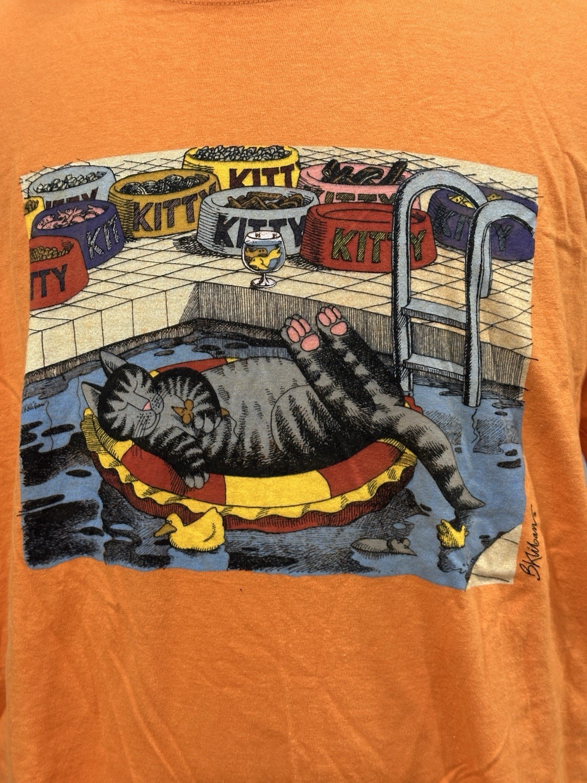 Crazy Shirts Hawaii Adult XL Vintage B Kliban Apricot Dyed Cat Poolside T Shirt