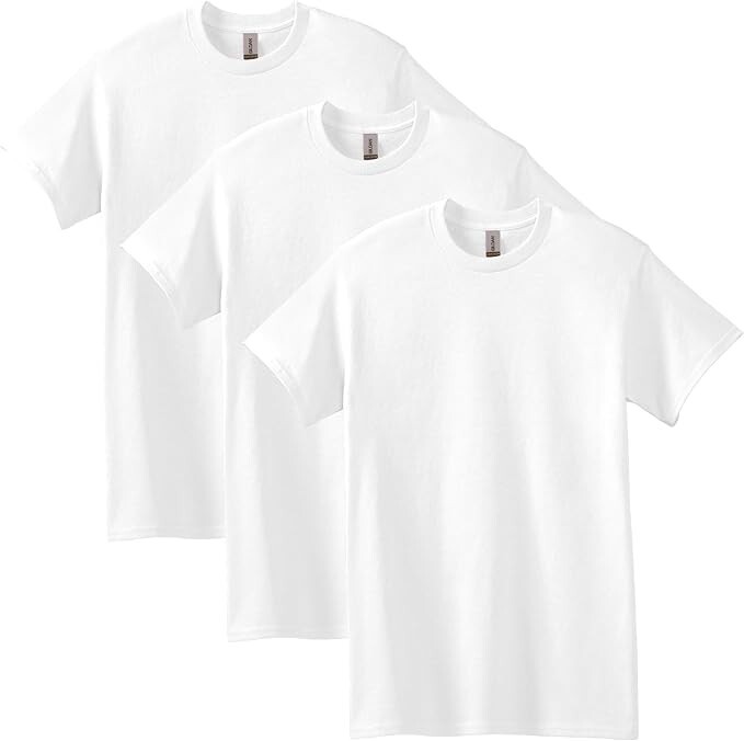 Gildan (3-pack) White Solid Ultra/Heavy Cotton Short Sleeve Blank T-Shirt S-XXL