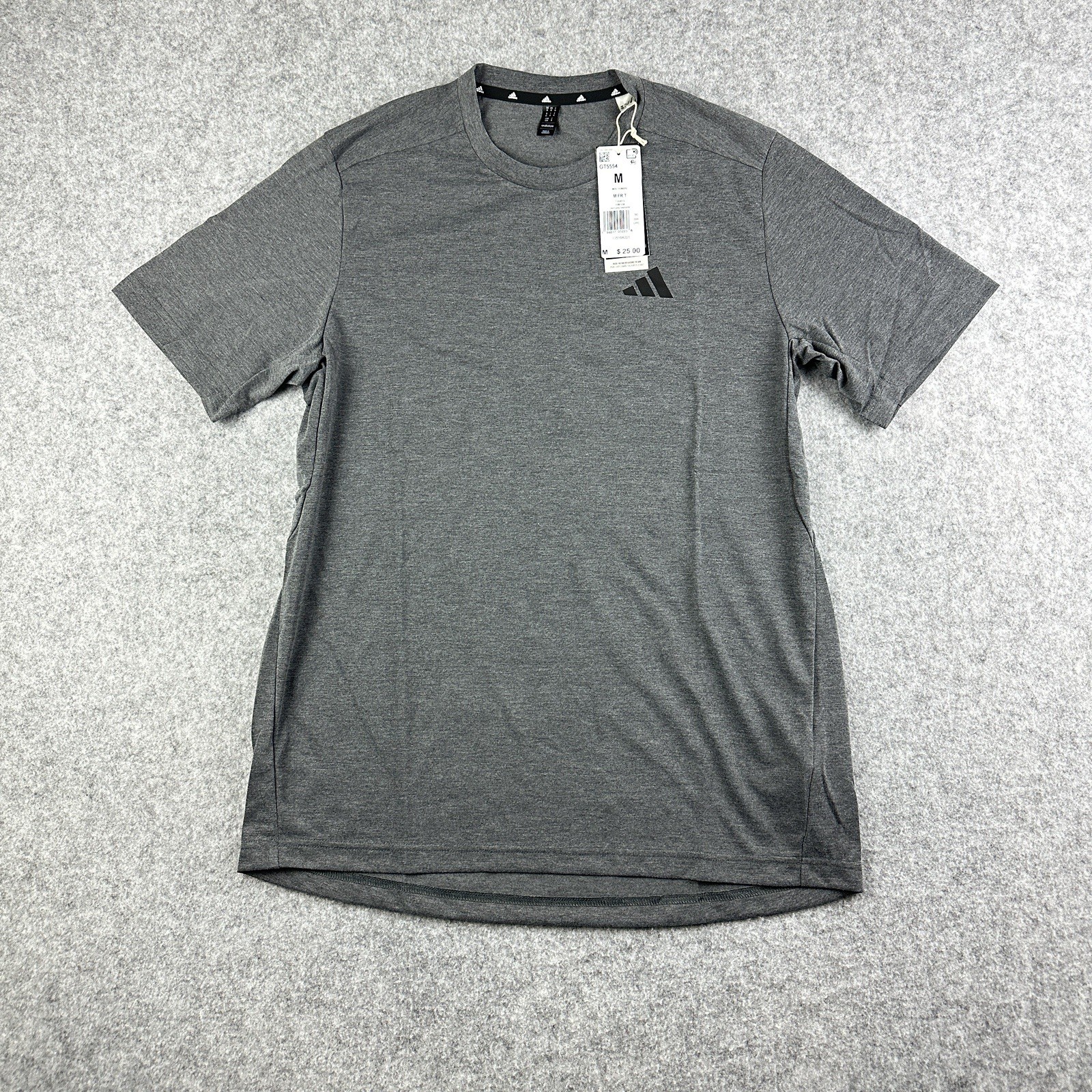 Adidas Shirt Mens M Charcoal Performance Tee Outdoor Active Sports S/S Crew NEW