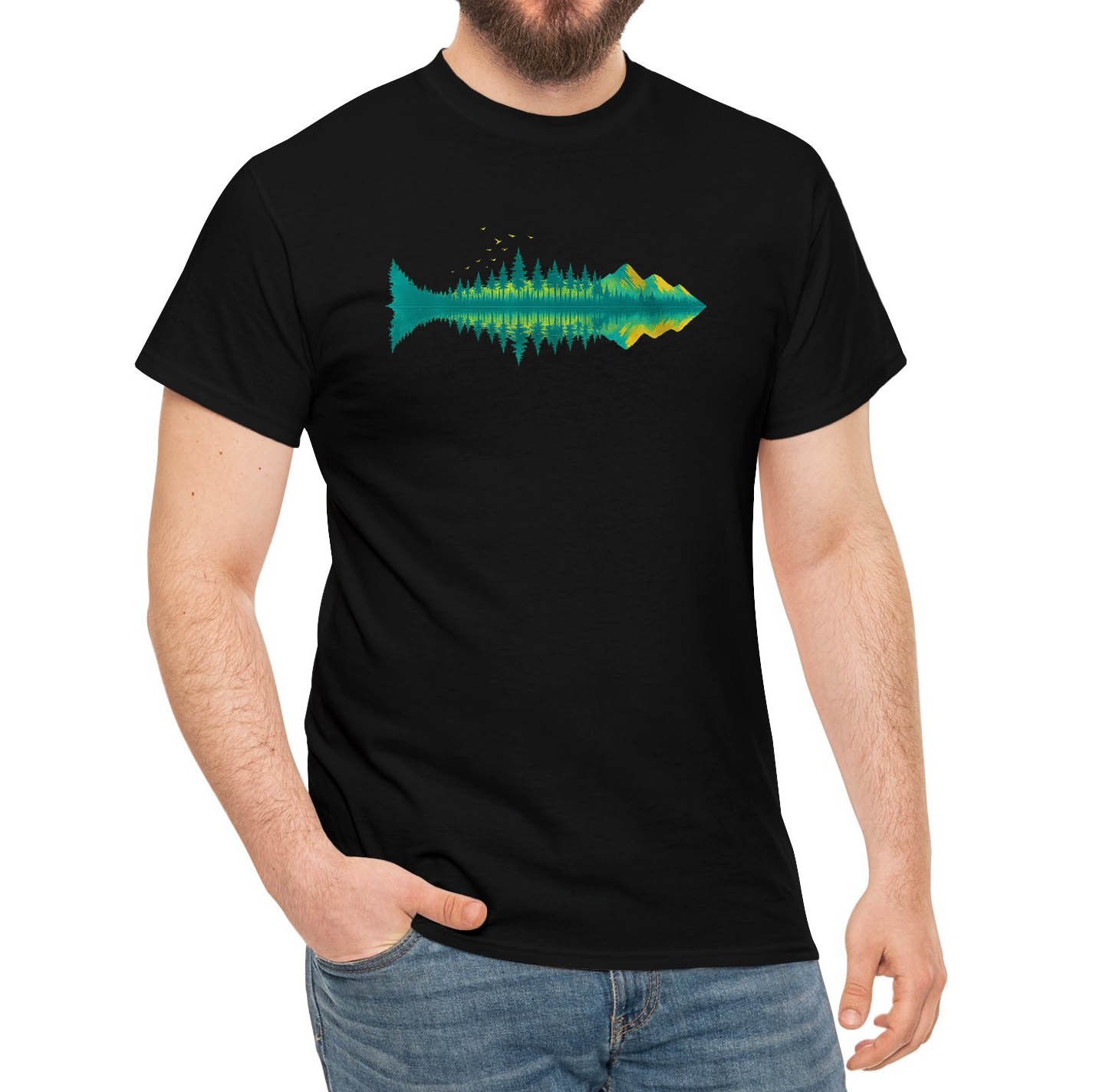 Hikers Campers Outdoorsmen Nature Fisherman Reflection T-Shirt