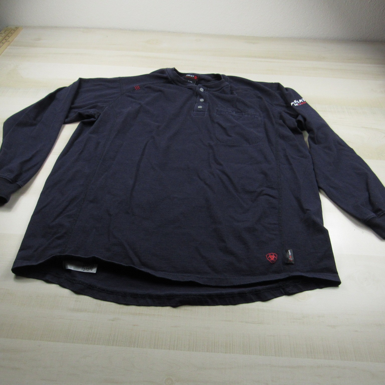 Ariat Shirt Mens Extra Large Blue Henley FR Fire Resistant Cat 2 Workwear