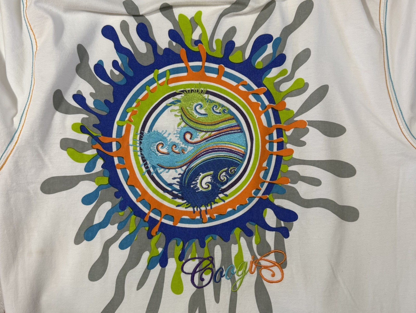 100% Authentic Coogi EMBROIDERED White T Shirt – Size LG – VERY NICE – RARE