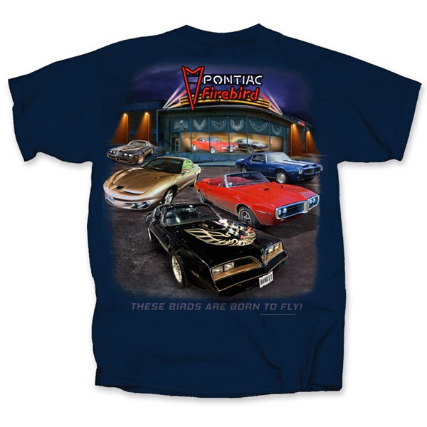 Pontiac 5 Firebird Showroom Adult Short Sleeve T-Shirt-Blue Dusk