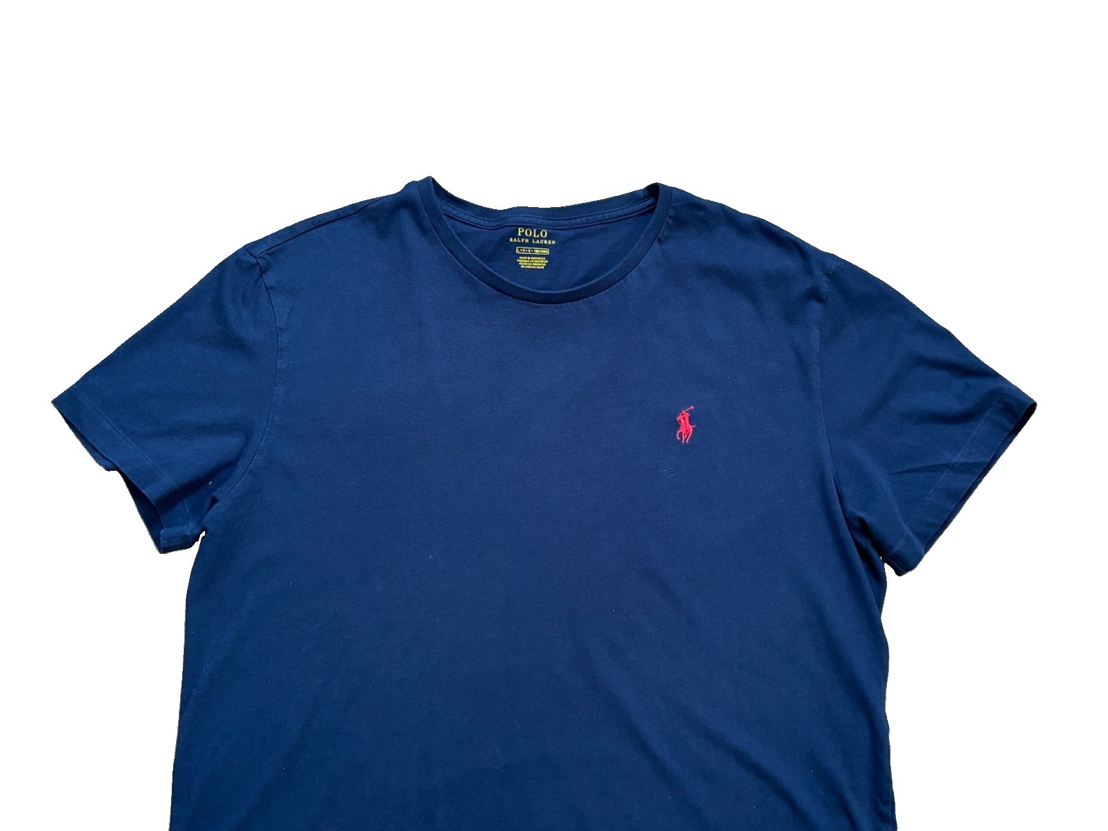 Polo Ralph Lauren Men’s Navy Blue T-Shirt Red Pony Logo Large