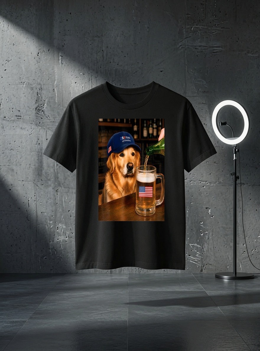 Unisex Funny Golden Retriever Meme Drinking Beer 250th Anniversary Graphic