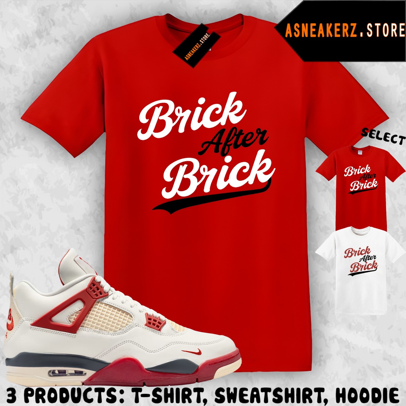 Tee Shirt Matching AJ 4 Nigel Brick After Brick Match Sneaker Jersey 4s T-Shirt
