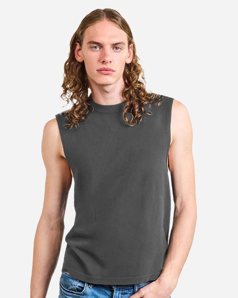 Unisex Heavyweight Cotton Garment-Dyed Mid-Length Muscle Tee – 207GD