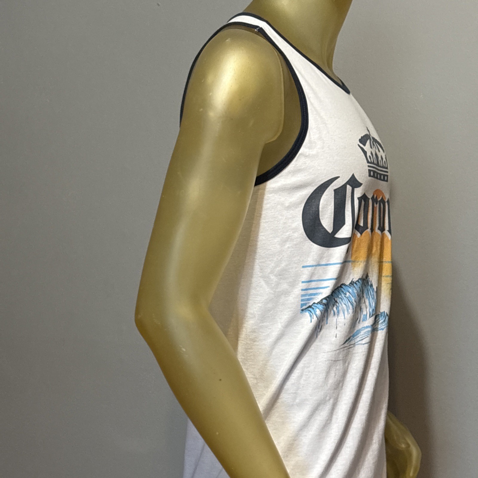 Corona Men’s Small Tank Top Shirt Beer Beach Waves