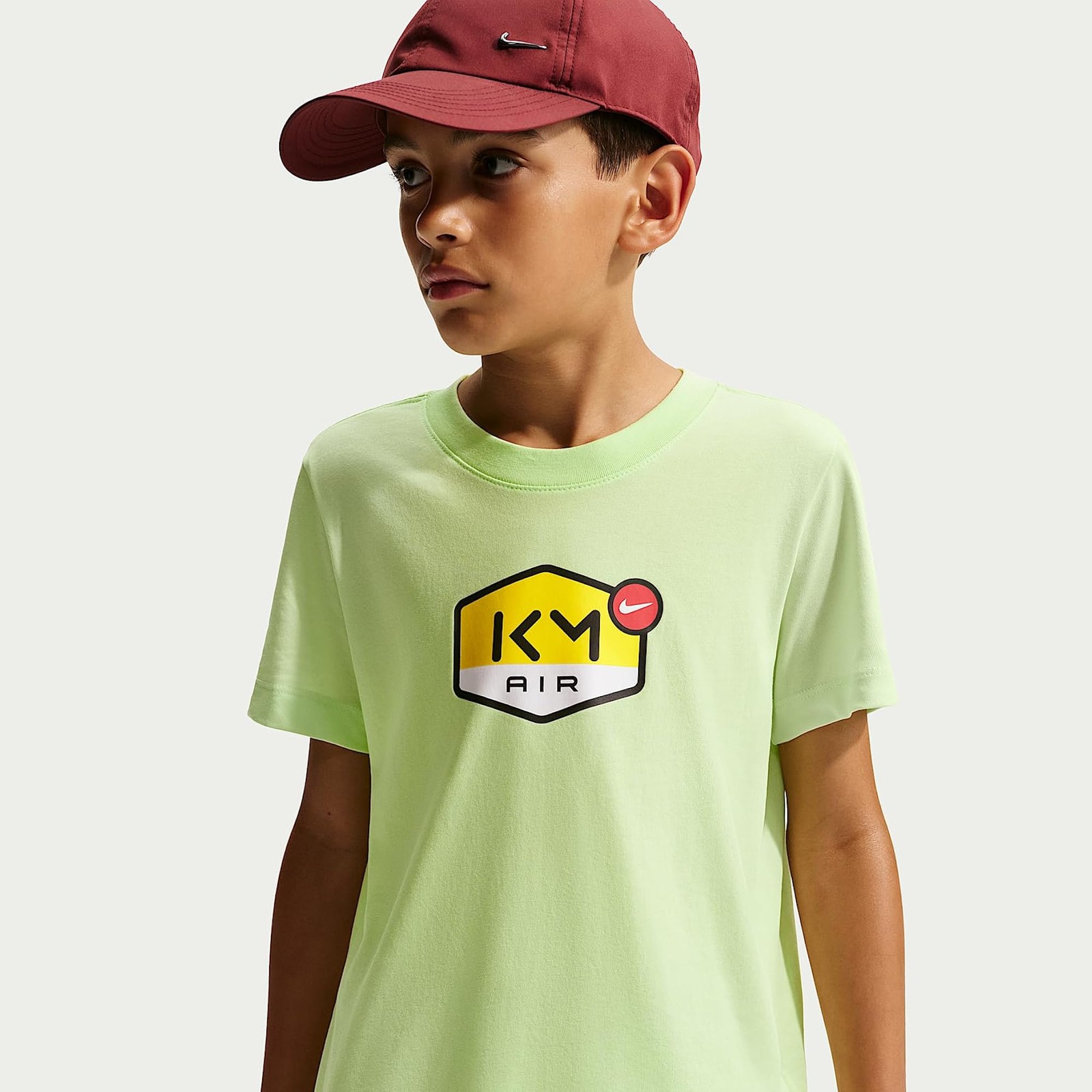 Kylian Mbappe Big Kids’ Dri-FIT T-Shirt (Light Liquid Lime) Size Large – Light L