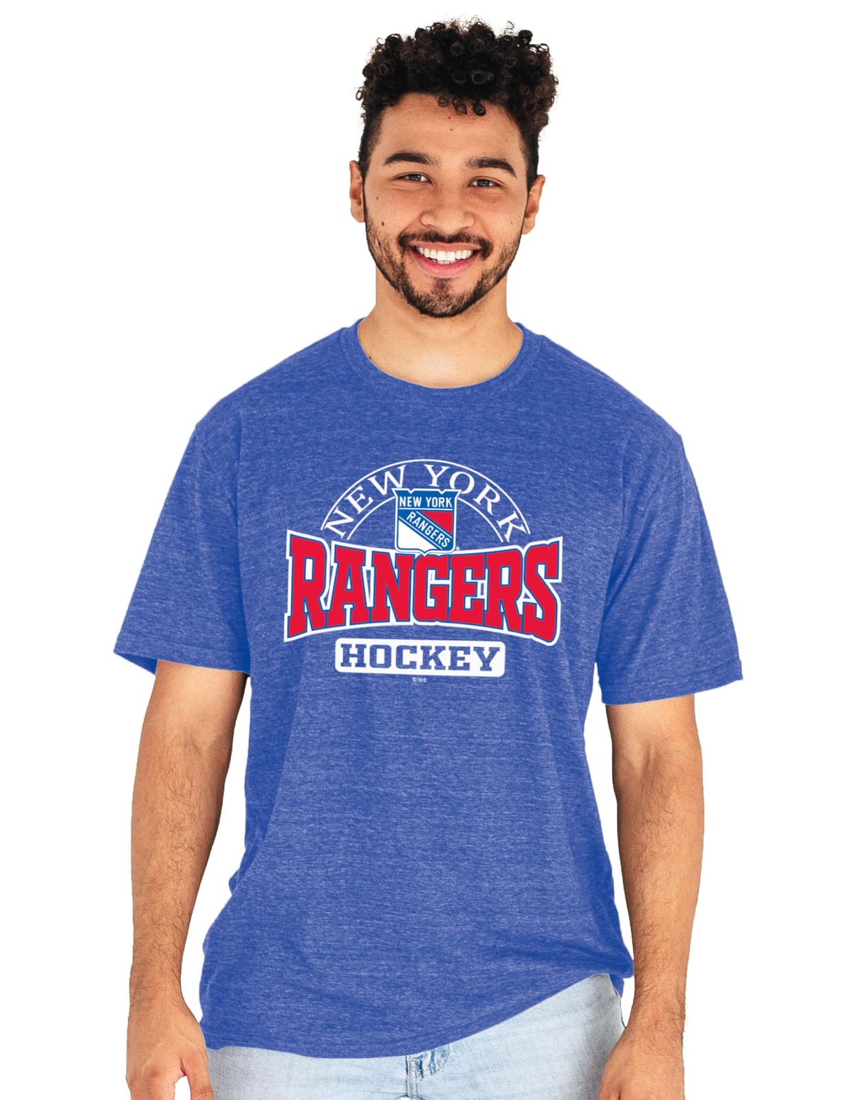 Blue 84 York Rangers Nhl Officially Licensed Tri-Blend T-Shirt Beards Small