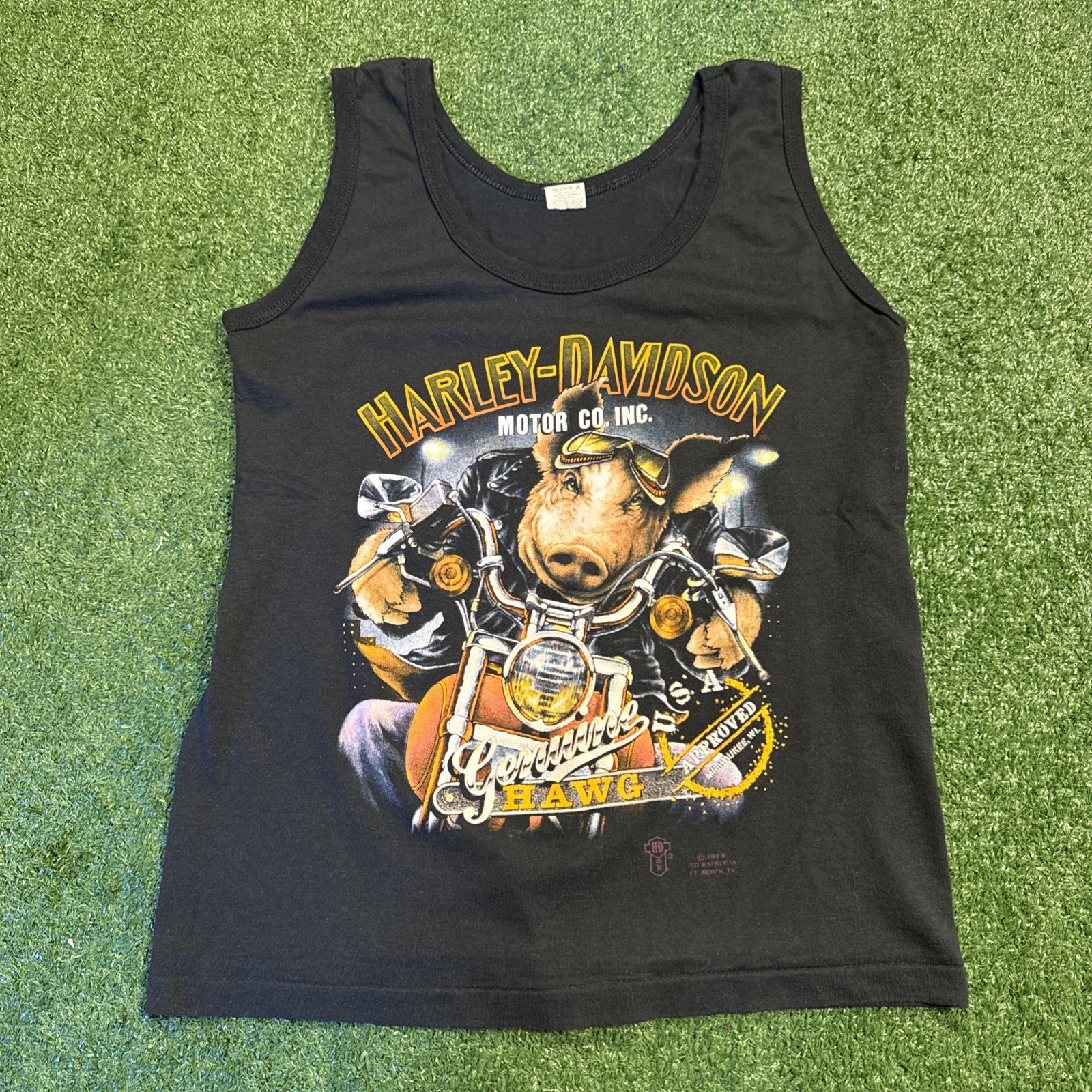 Vintage 80’s Harley Davidson 3D Emblem Hawg Tank Top Size Small