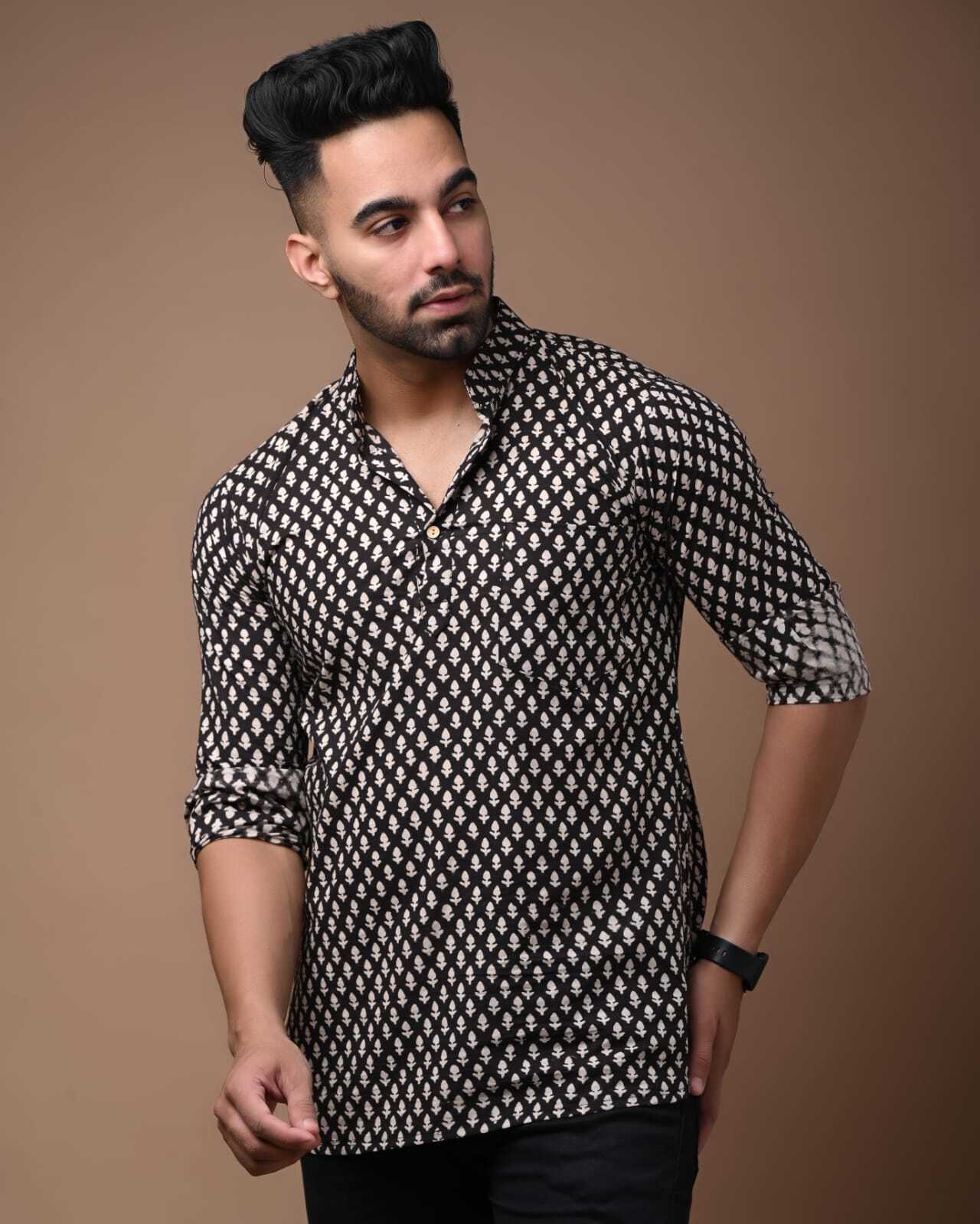 New! Pure Cotton Hand Block Print Short Kurta Pure Cotton for Men