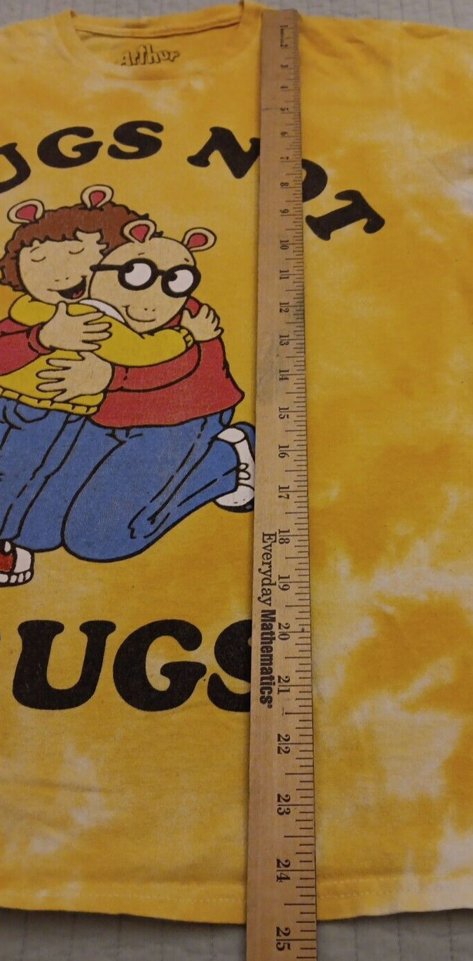Unisex Small Arthur Yellow Tie Dye Hugs Not Drugs Graphic T Shirt