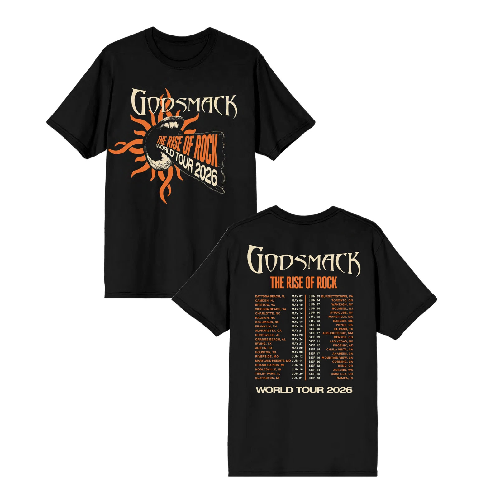Godsmack Rise Of Rock World Tour 2026 Concert Graphic Tee