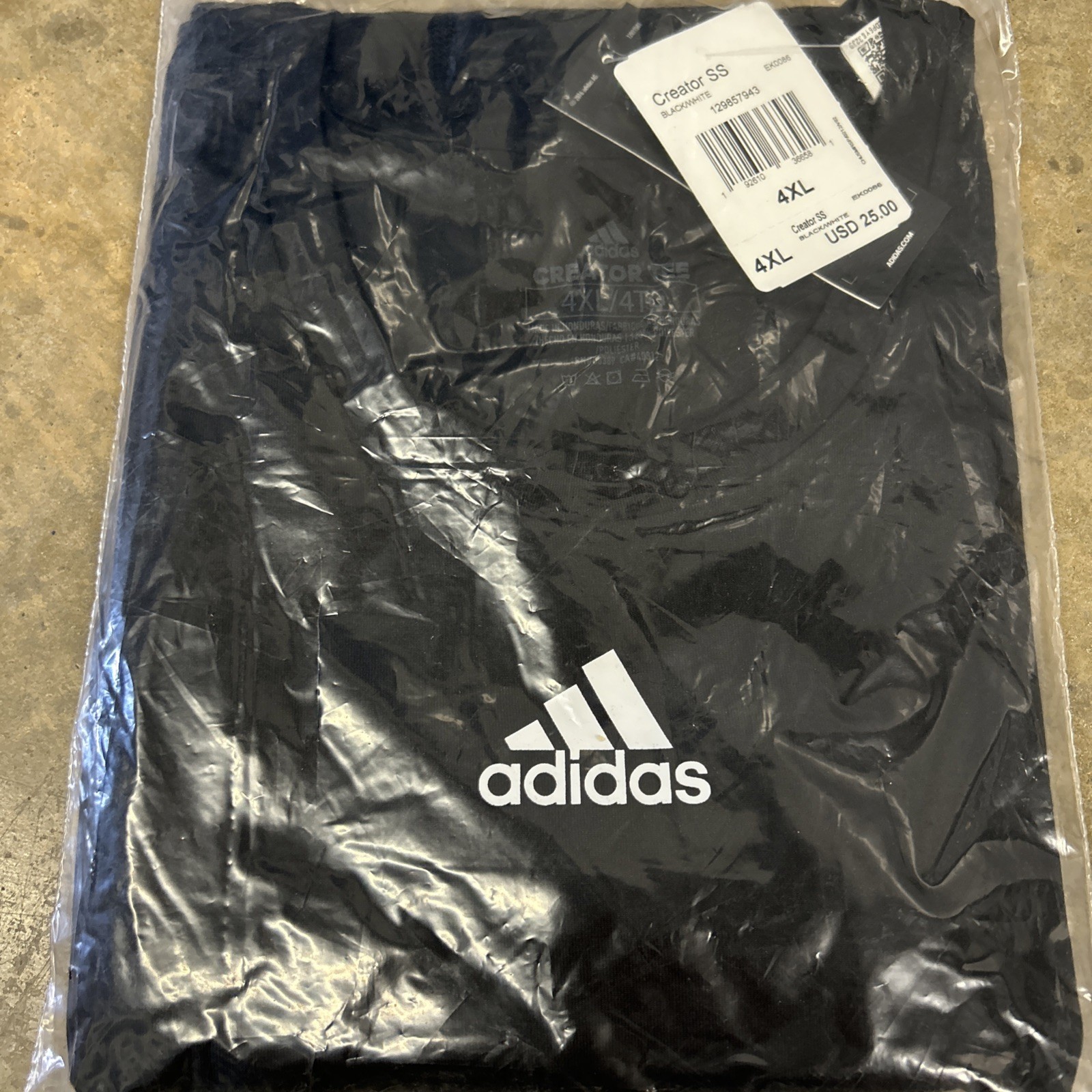 Adidas Creator Short Sleeve Tee Black Ek0086 Men’s Size 4XL NWT