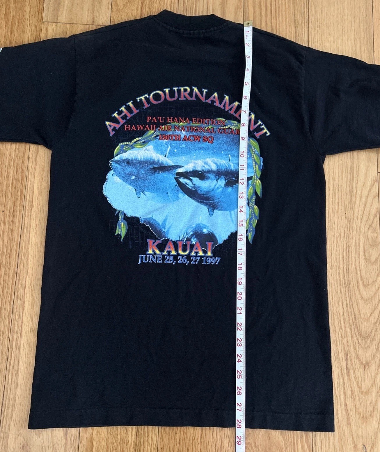 Vintage 1997 Ahi Tuna Fishing Tournament T-Shirt Size Medium Kauai Hawaii ACW SQ