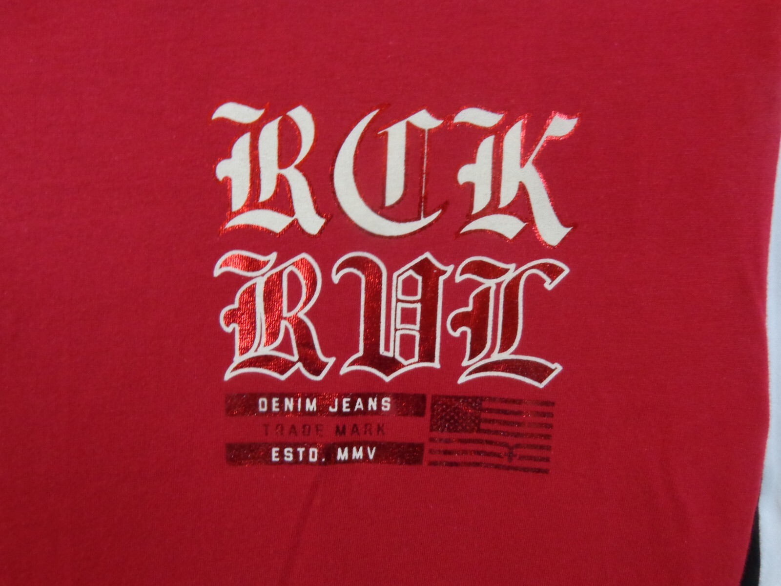 Rock Revival T Shirt Men’s L Red Short Sleeve Big Logo Double Sided New With Tag