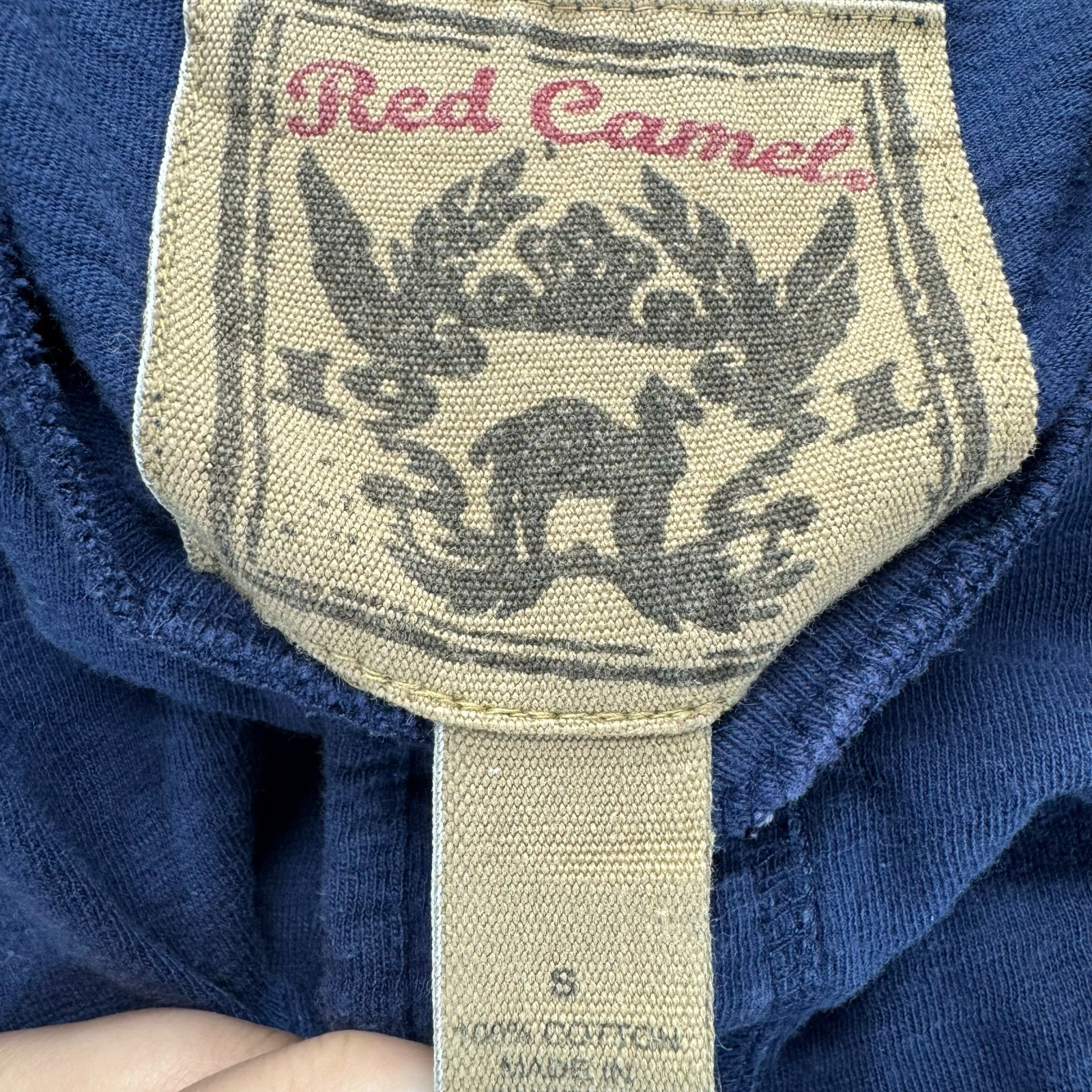 Red Camel Henley Shirt Mens Small Blue Americana Heritage Normcore Cotton Casual
