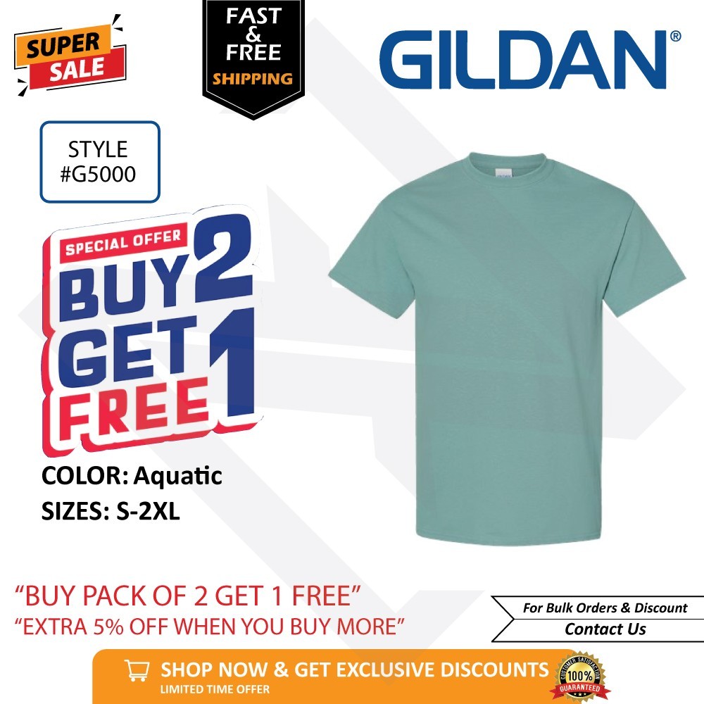 Gildan G500 Heavy Cotton Unisex T-Shirt Blank Tee S-2XL Buy 2 Get 1 FREE!