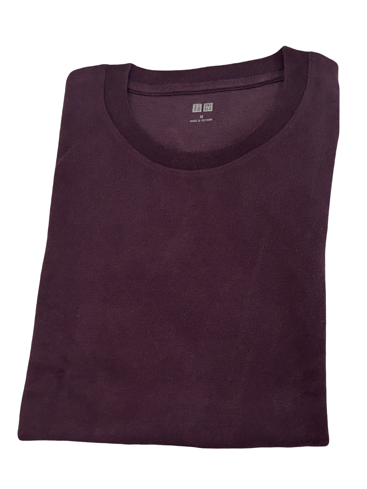 UNIQLO Men Soft Touch Crew Neck Long Sleeve T-Shirt, Burgundy, Medium