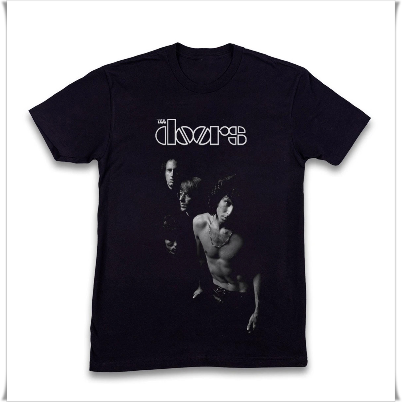Vintage The Doors T-shirt, Unisex Black Cotton T-shirt, Size S-5XL