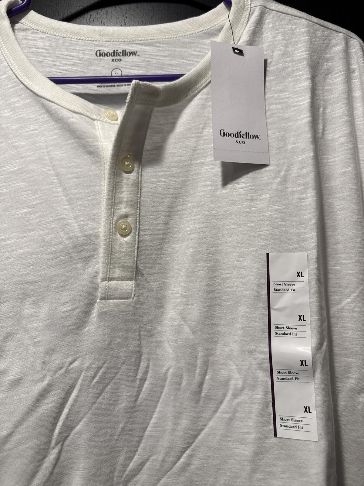 Goodfellow & Co White Short Sleeve Henley T-Shirt Size XL