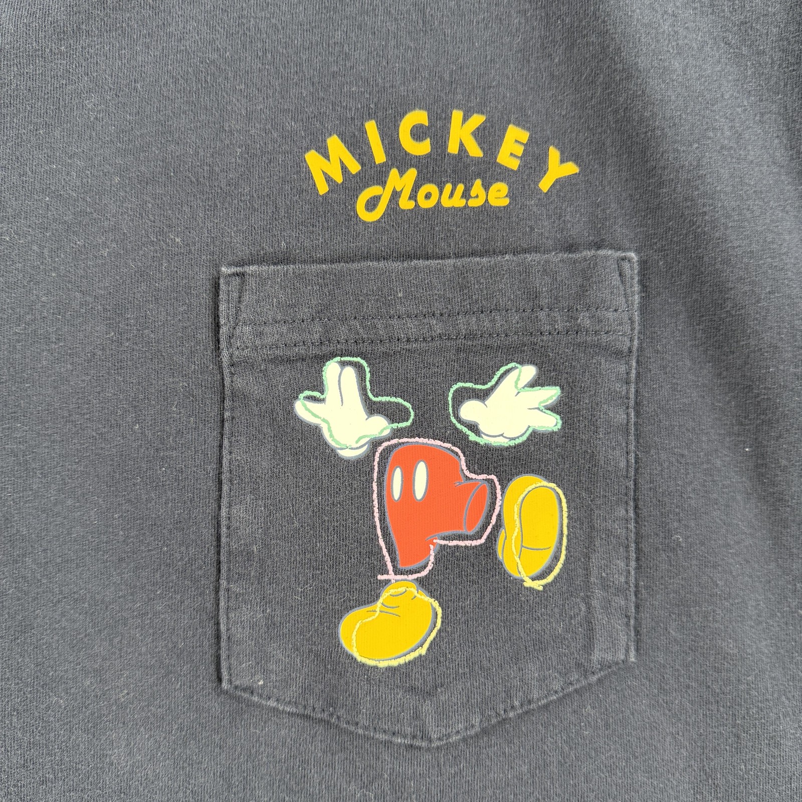 Uniqlo UT Mickey Mouse Shirt Mens Medium Blue Pocket Graphic Feet Tee T-Shirt