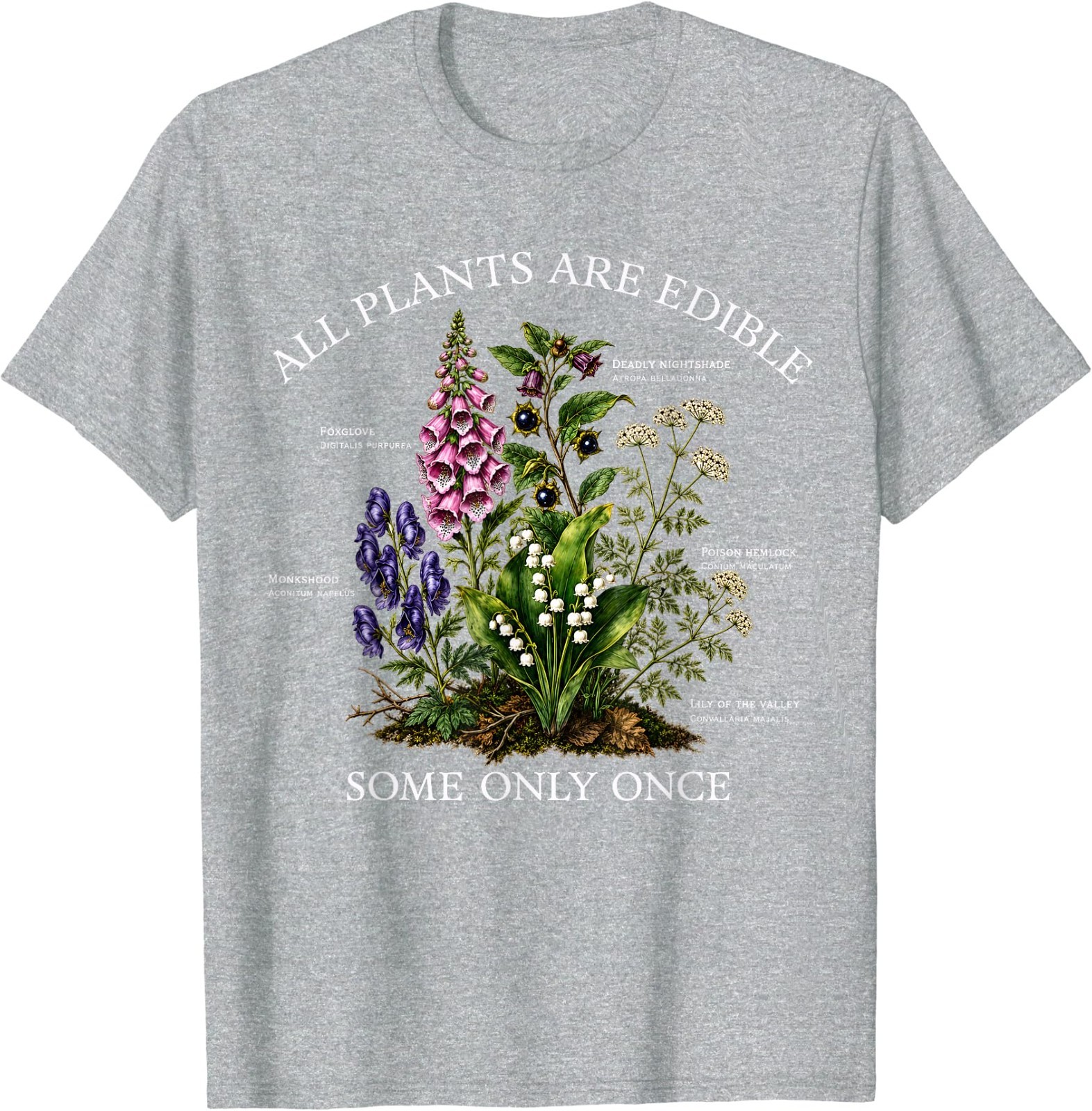 All Plants are Edible Some Only Once Funny Botany Gardening T-Shirt