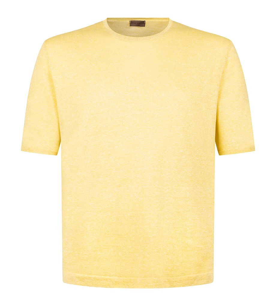 STILE LATINO t-shirt linen cotton EU 52 US 42 yellow melange normal fit